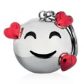 2 Portachiavi In Metallo Argento Con Dito Medio E Faccina Sorridente - Gadget Divertente Per Amici E Coppie