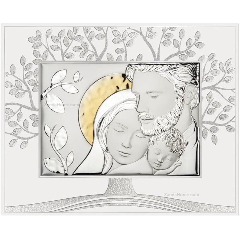 Sacra famiglia su pannello bianco