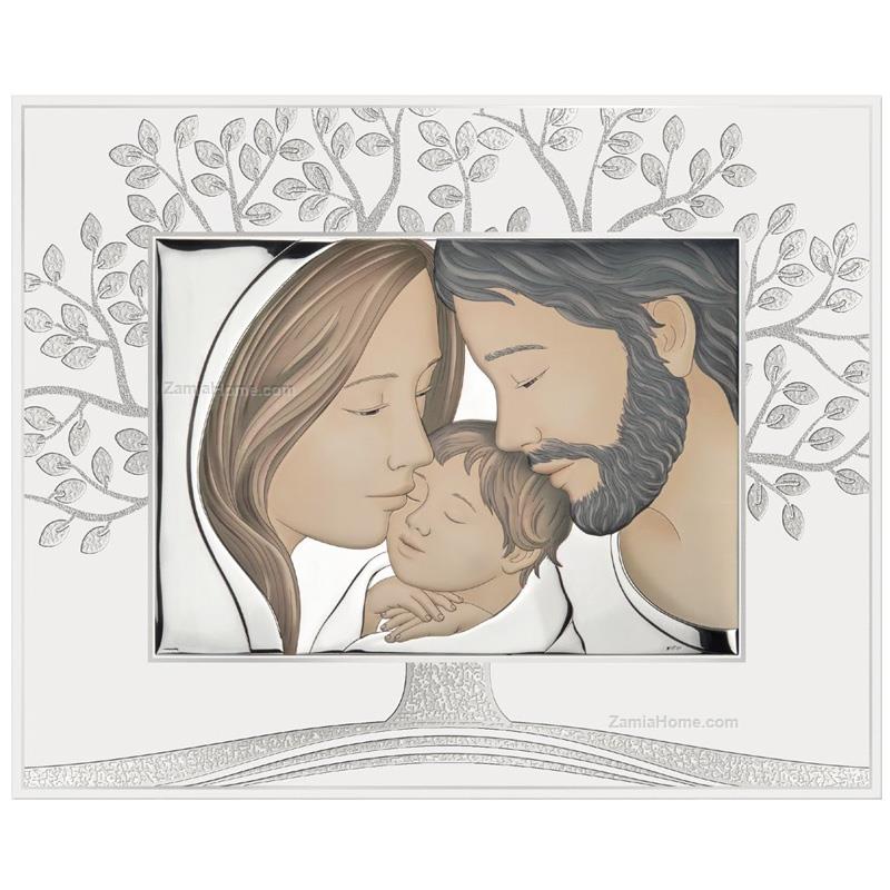 Sacra famiglia su pannello bianco