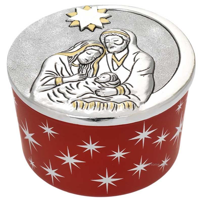 Round candle holy family