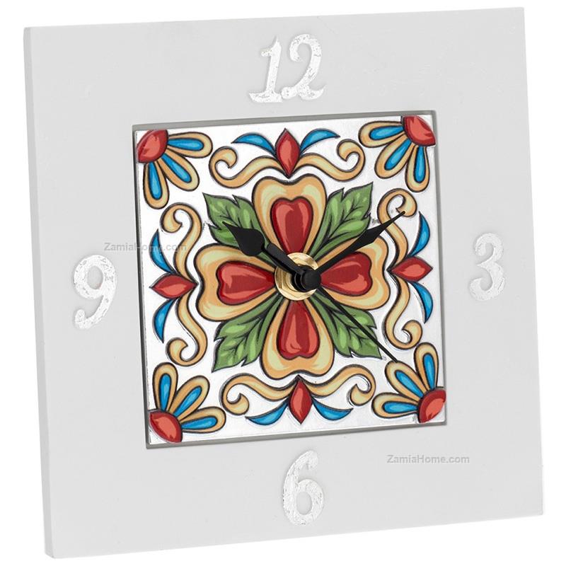 Orologio quadrato maiolica
