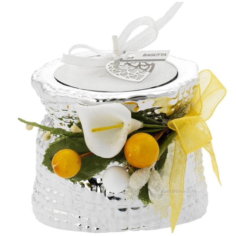 Portacandela In Alluminio Su Piede – Design Antico, Color Argento, Altezza 28 Cm, Per Candele A Colonna