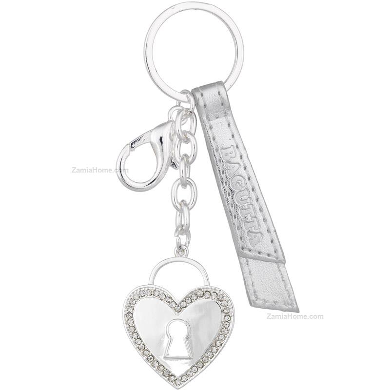 Heart keychain with white zirconia