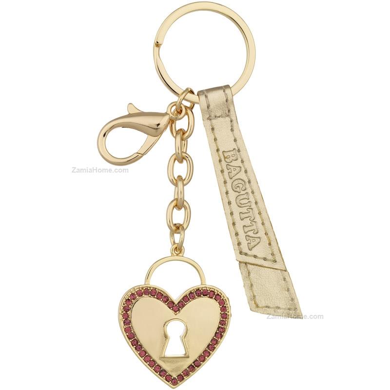 Heart keychain with red zirconia