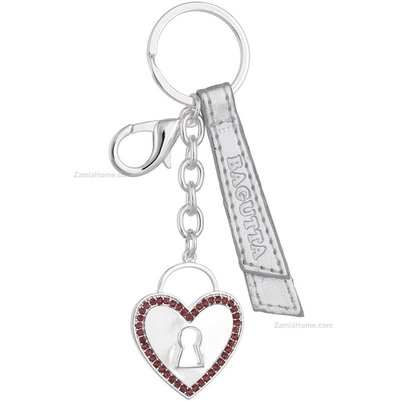 Heart keychain with red zirconia