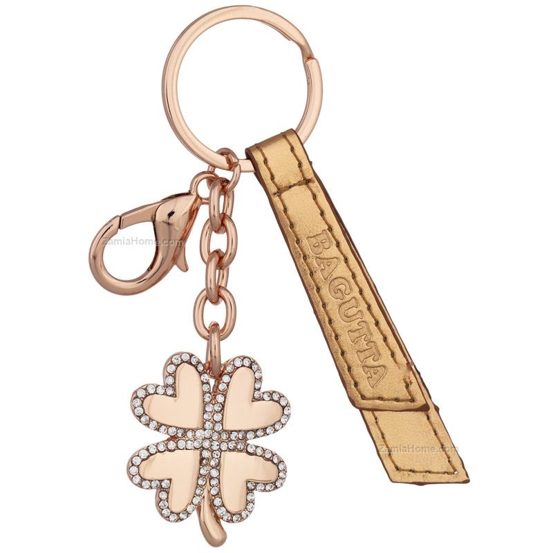 Four leaf clover keychain white stones