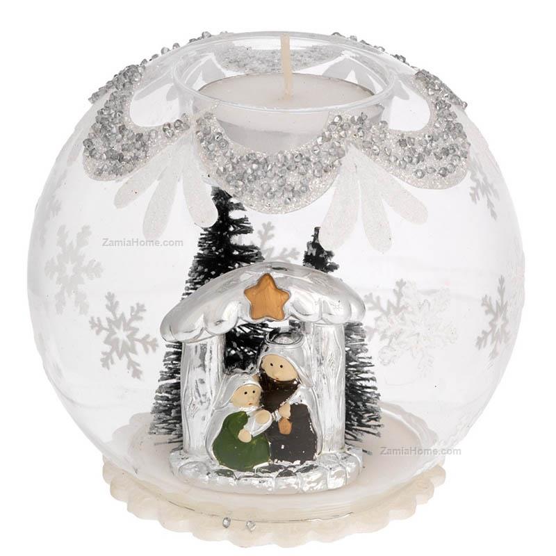 Candleholder sphere with nativity scene