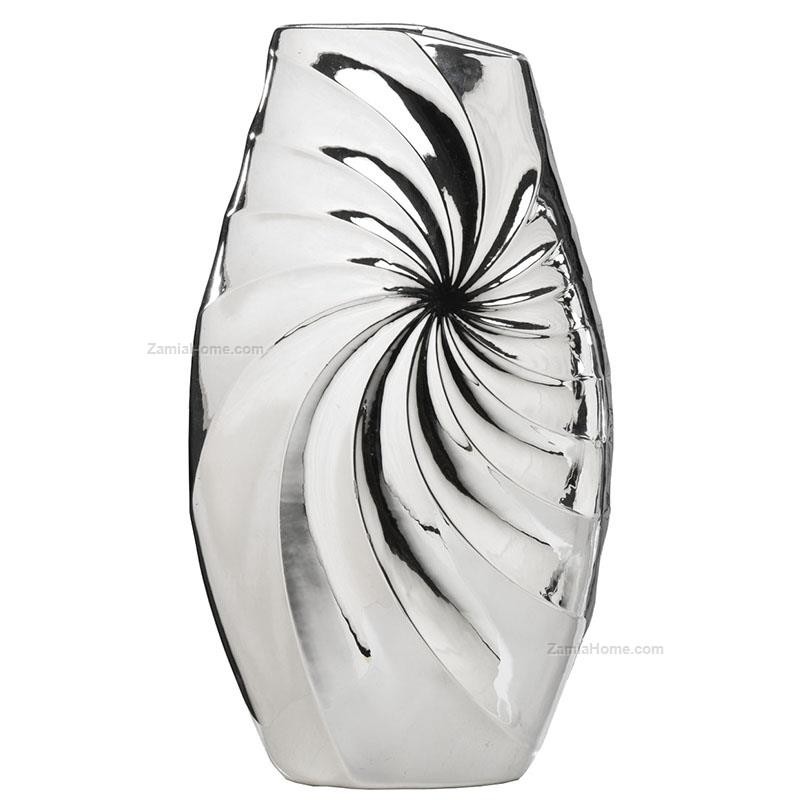 Silver coated vase waves