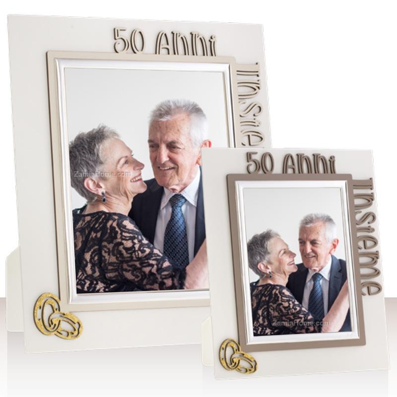 Portafoto 50 anni insieme elite cm 13x18 grigio portafoto legno fme6500/13g  cornici anniversario matrimonio ricorrenze