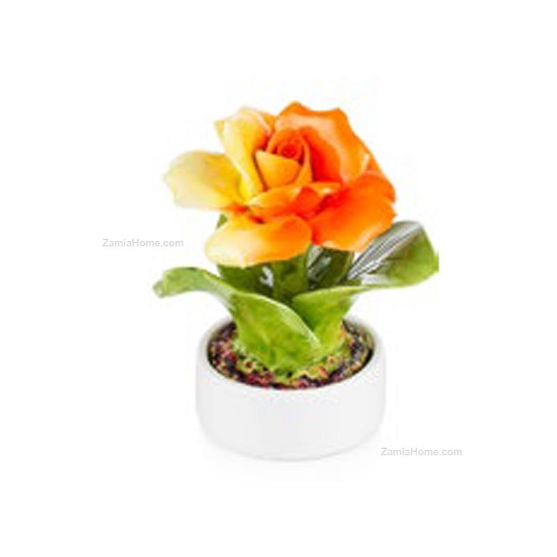 Rosa arancio in ceramica