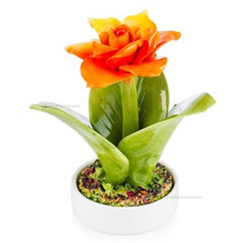 Rosa arancio in ceramica