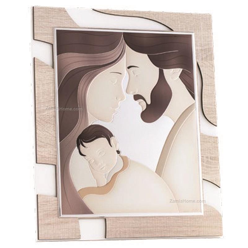 Sacra famiglia su pannello onde