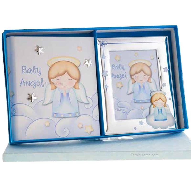 Set regalo baby angel elite cm 21x15 p.f. 9x13 rosa confezione regalo  fme2083/1r cornici bimbo bimbo