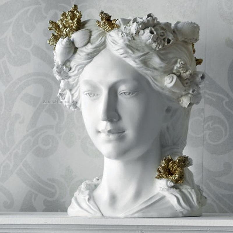 Busto penelope fade cm 27x25x36 bianco oro busto resina fd55794