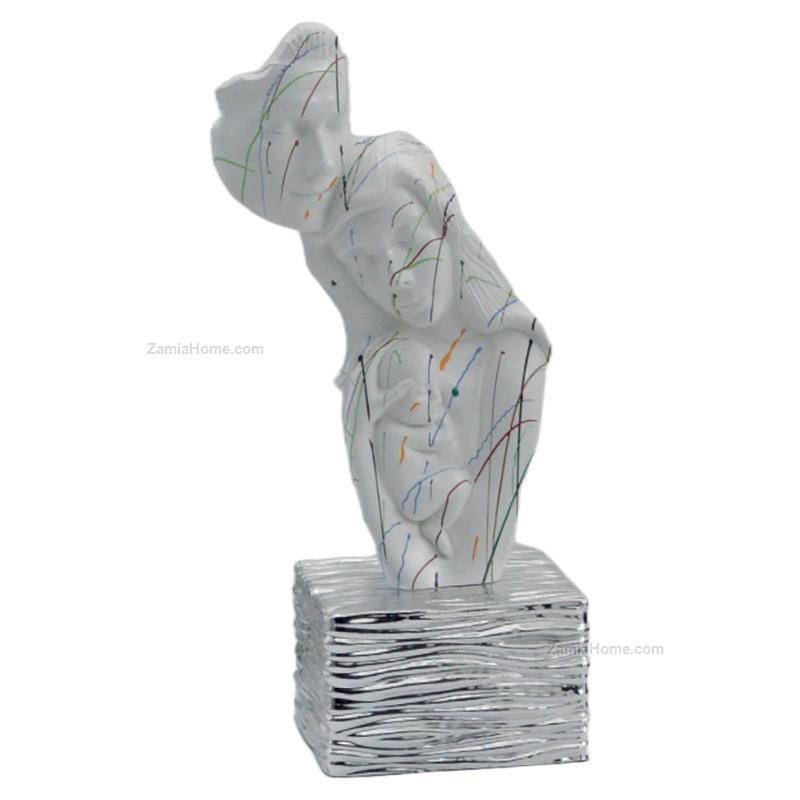 Stylized family on silver base