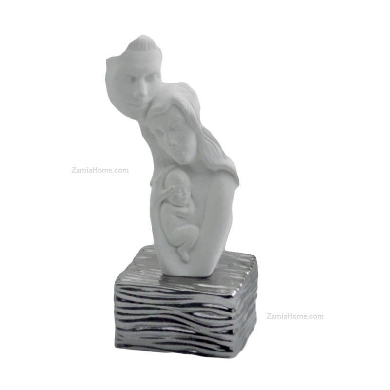 Stylized family on silver base