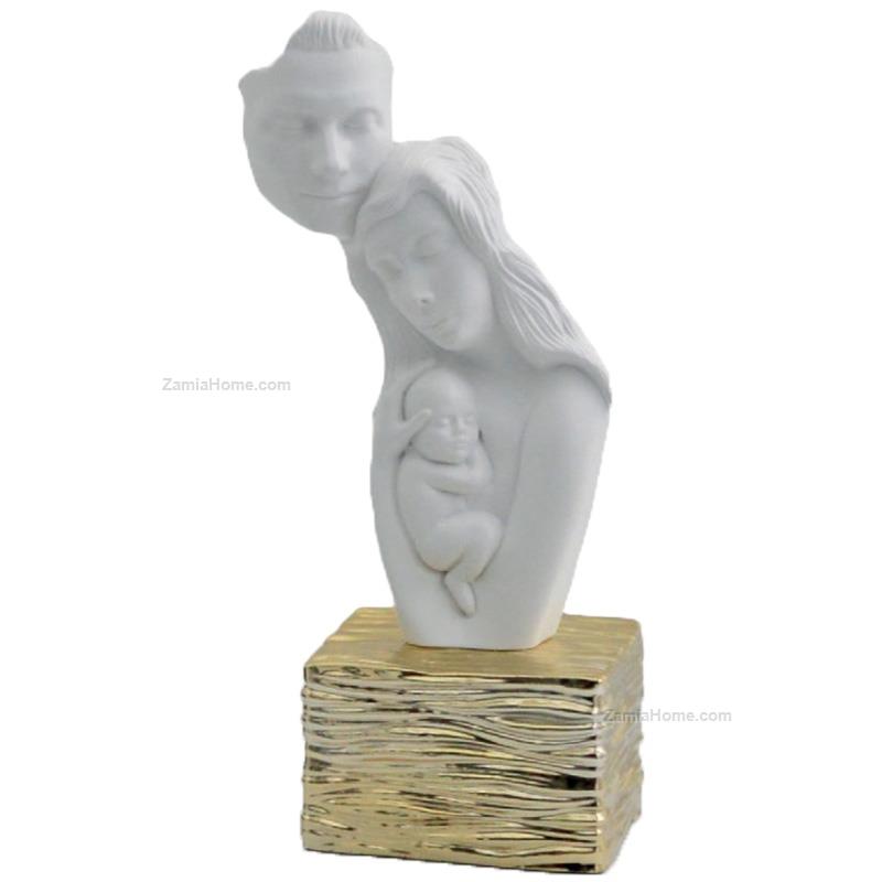 Stylized family on golden base