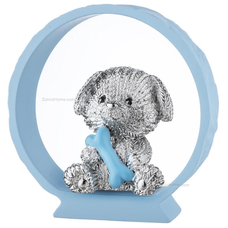 Cagnolino su base azzurra