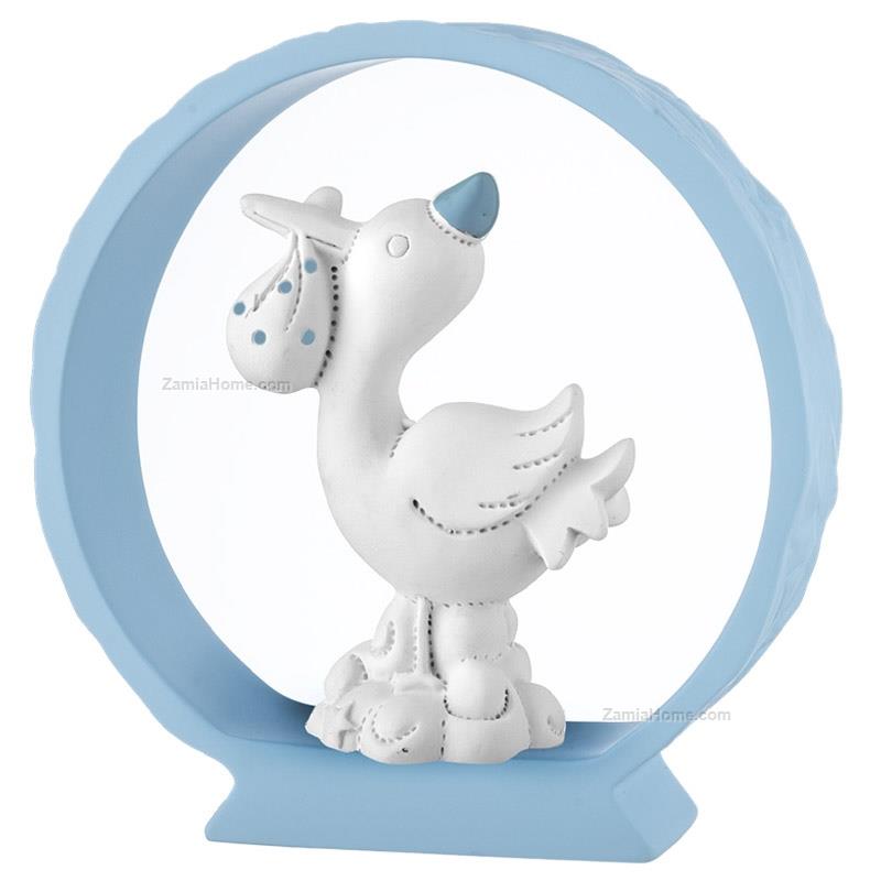 Stork on light blue base