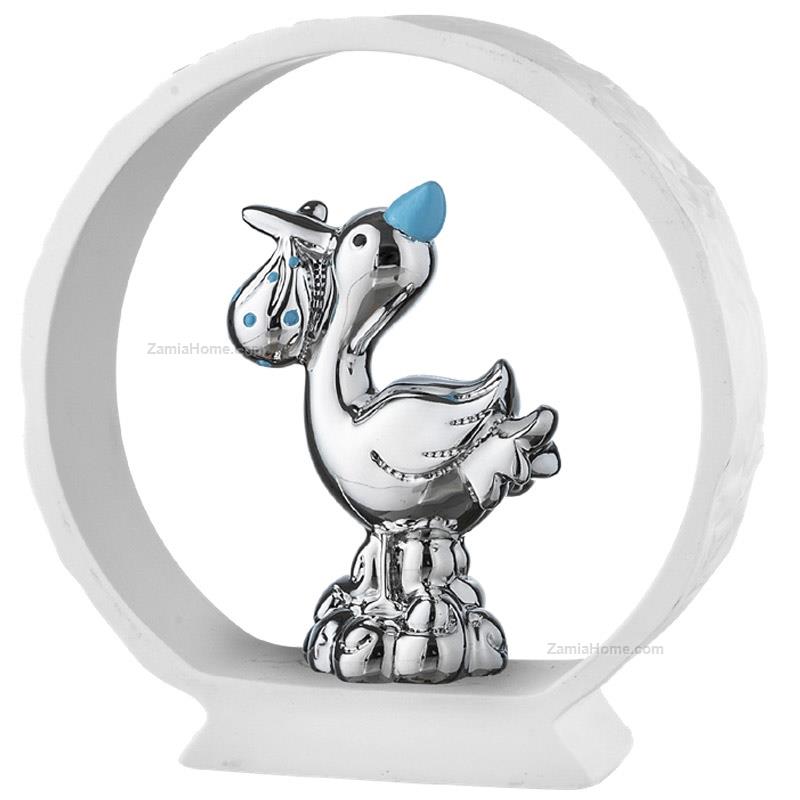 Stork on white base