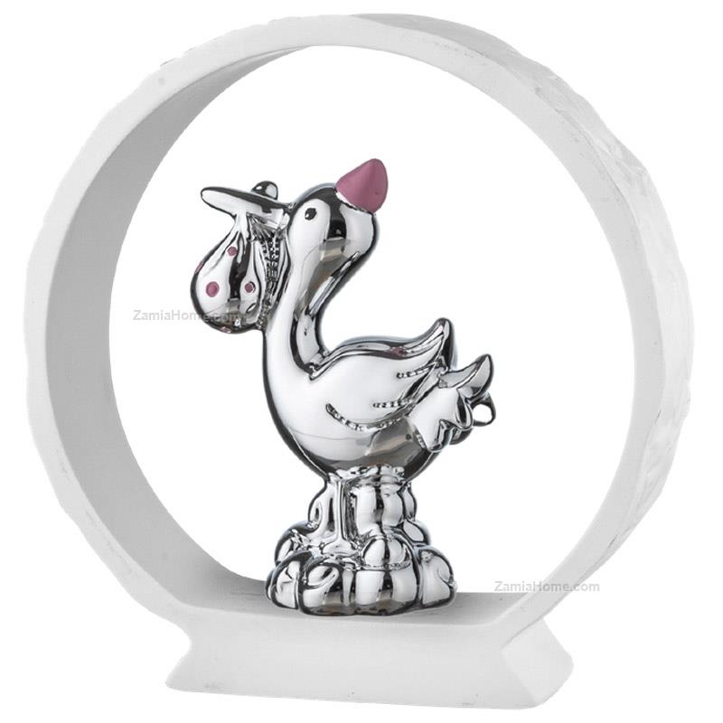 Stork on white base