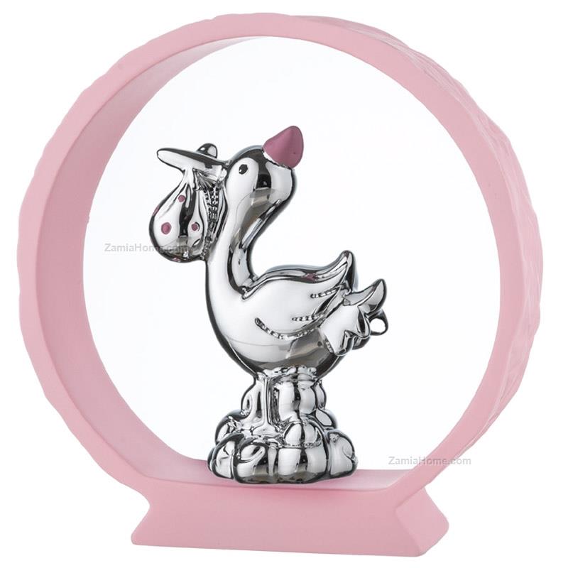Stork on pink base
