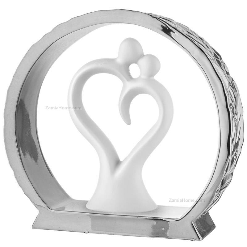 Heart shape couple silver base