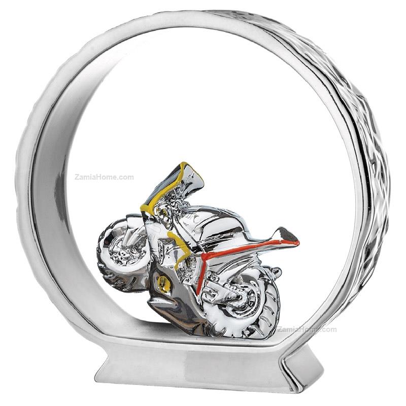 Motorcycle on silver base