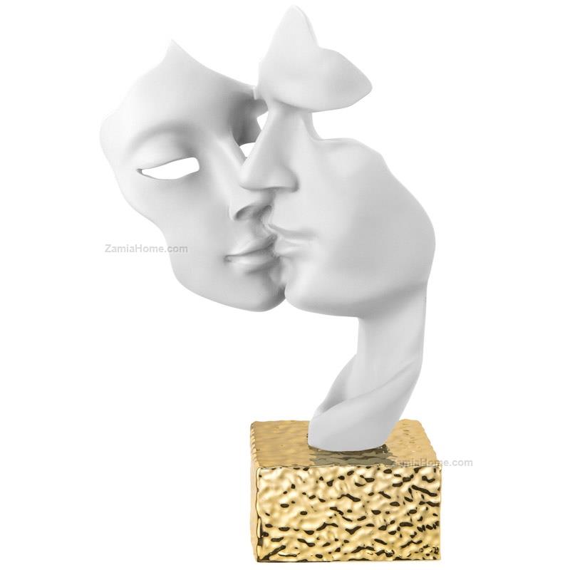 Masks sculpture golden base