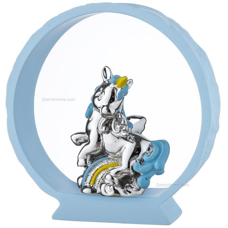 Unicorn on light blue base