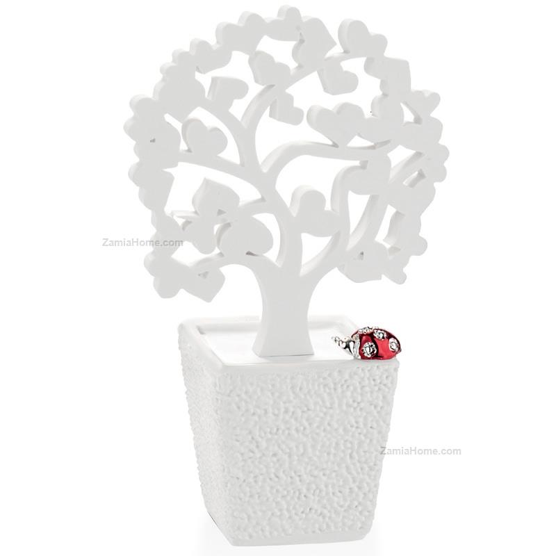 Vasetto con albero bianco cuori