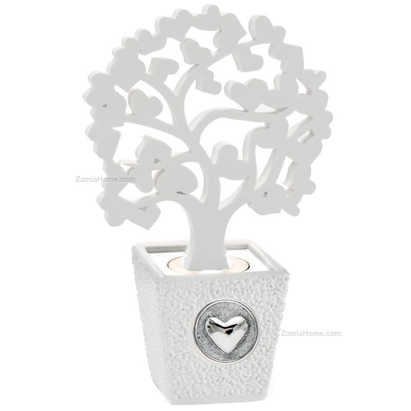 Vasetto con albero bianco cuori