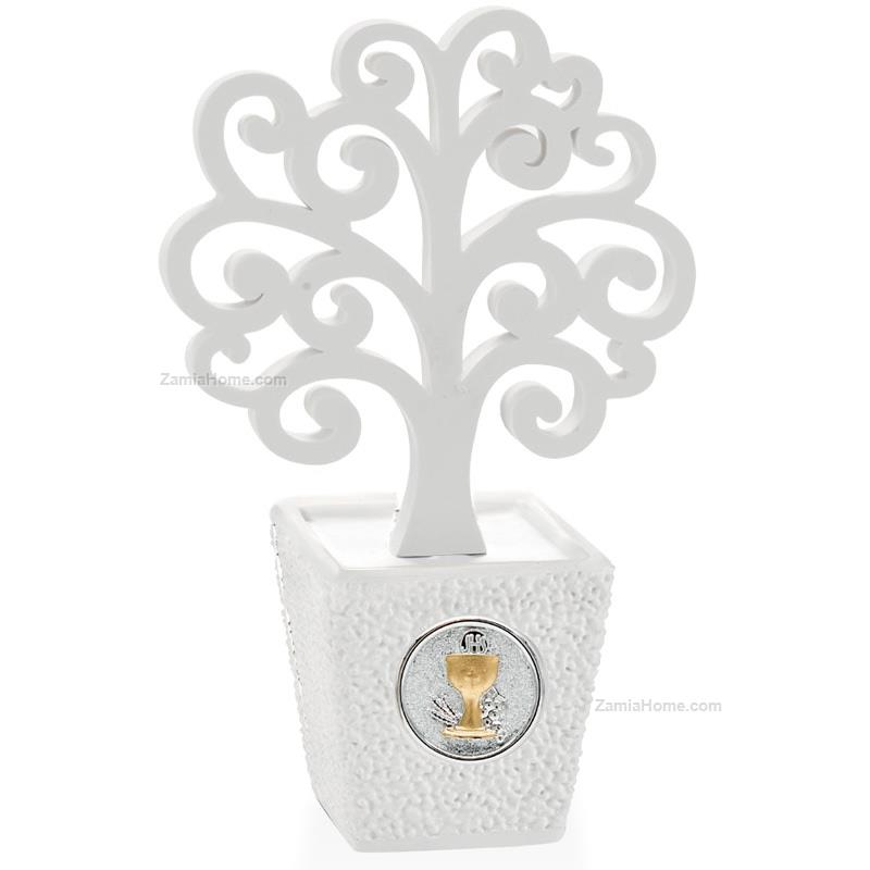 Vasetto comunione con albero bianco