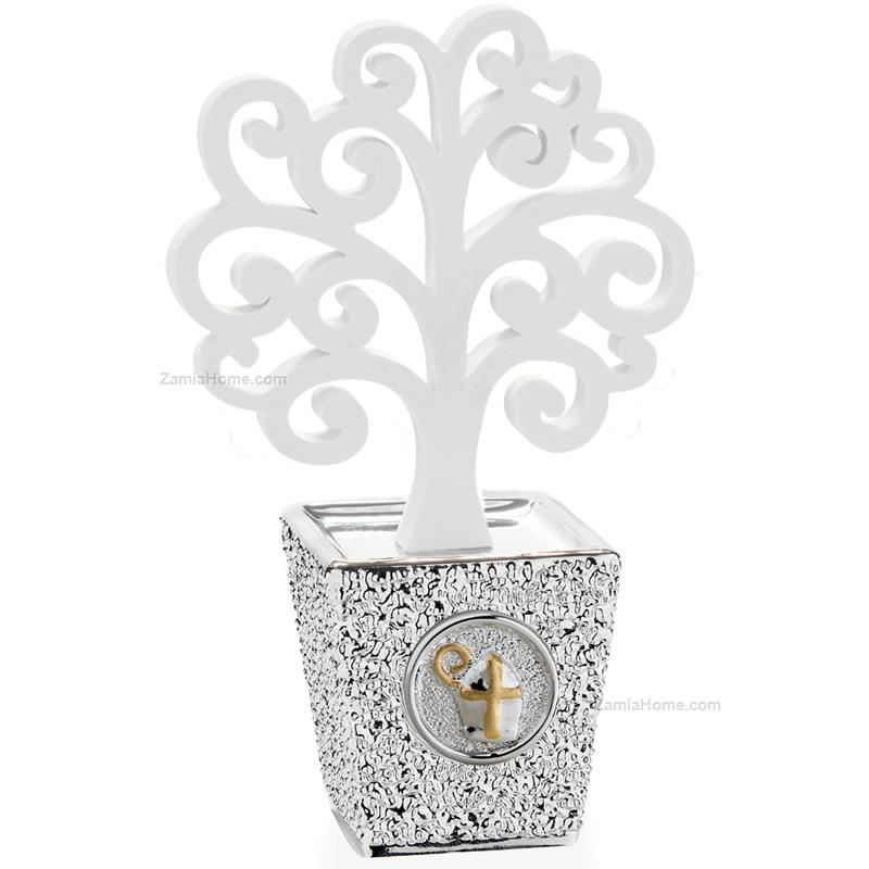 Vasetto cresima con albero bianco