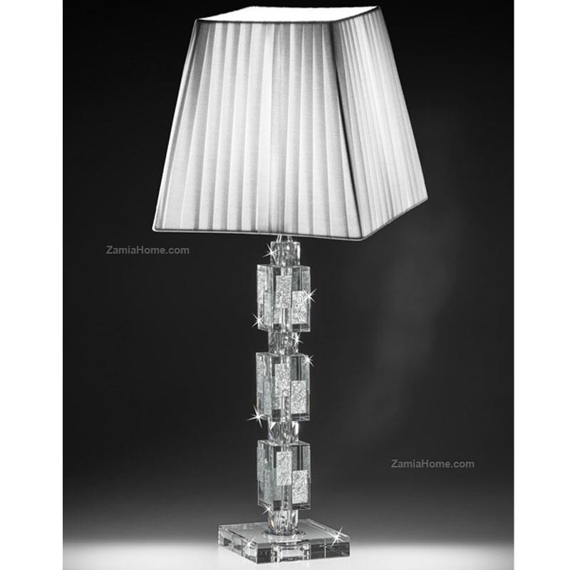 Table lamp mosaic ranoldi cm 30x30 h 67 silver crystal table lamp ralc210/ag crystalware lamps