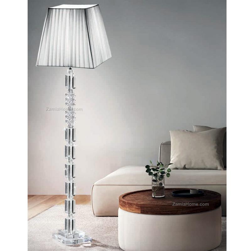 Lampada da terra ranoldi cm 32x32 h 160 bianco ralc176 cristalleria lampade