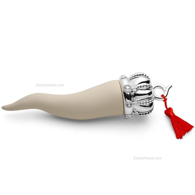 Dove grey lucky horn with crown