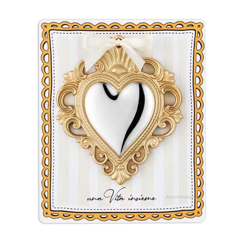 Cuore votivo una vita insieme valenti & co. cm 14x175 cuore votivo vlr18803/1oro resine argentate