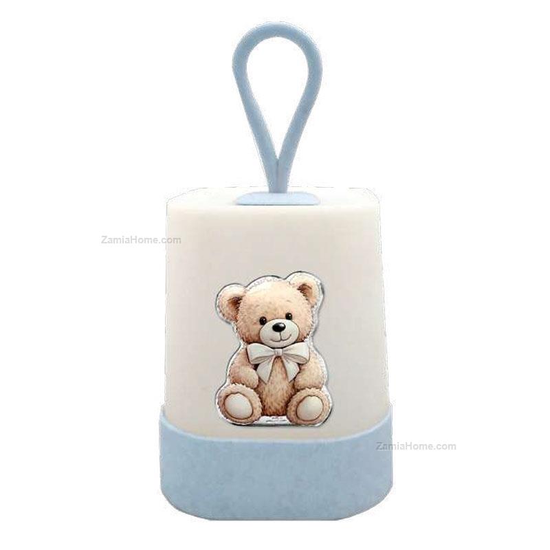 Night light teddy white bowtie