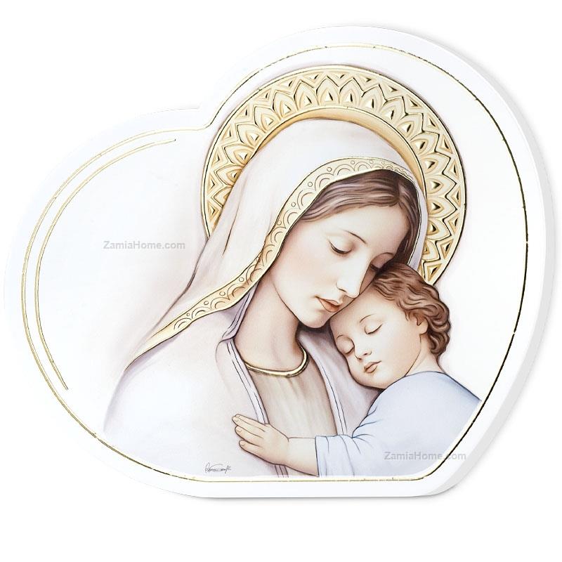 Pannello cuore madonna con bambino