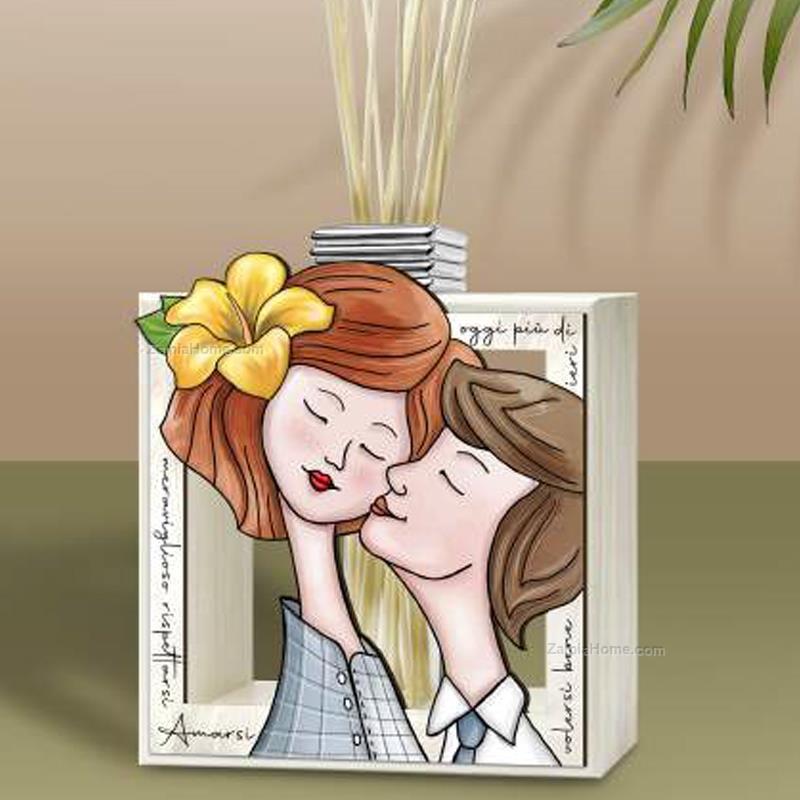 Vasetto Profumatore Bacio Valenti Co Cm 14x165 Vasetto Legno Vl17134 