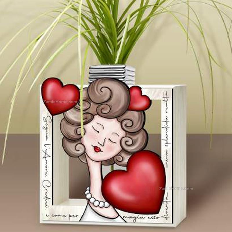 Vasetto Profumatore Cuori Valenti Co Cm 14x165 Vasetto Legno Vl17143 