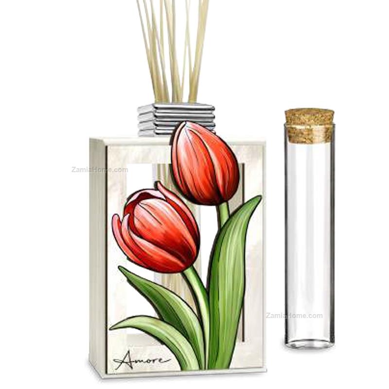 Vasetto Profumatore Tulipani Rossi Valenti Co Cm 95x165 Vasetto 