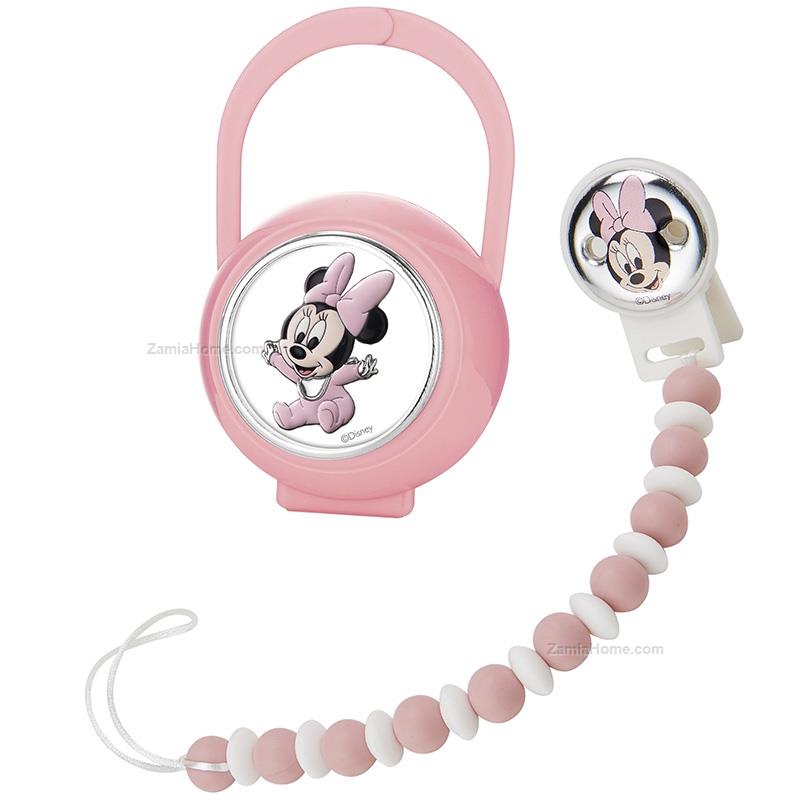 Set ciuccio baby minnie valenti disney 2 pezzi rosa pinza scatola vld567/ra  prima infanzia accessori ciuccio